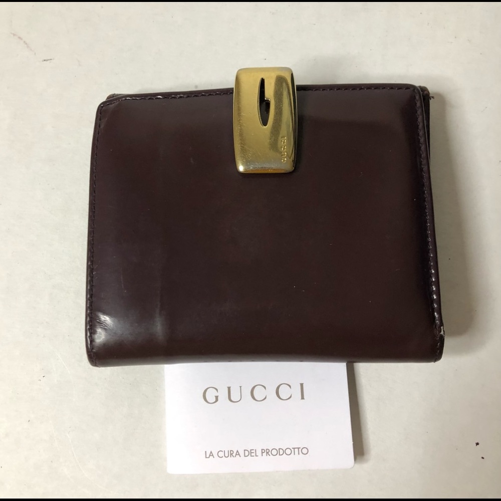 Authentic 🌼Gucci Bourdeaux Leather Wallet Gold Tone Hardware